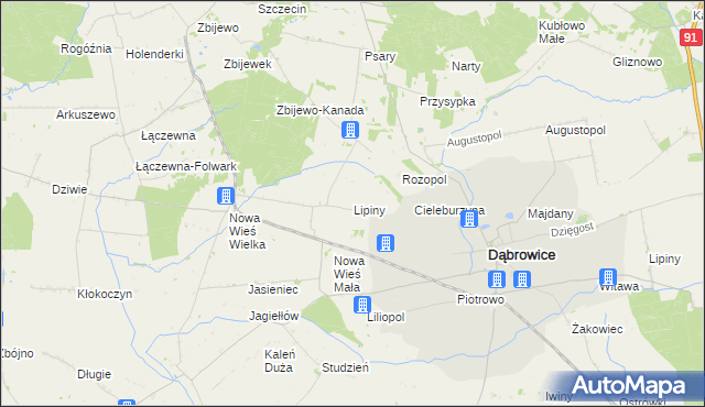 mapa Lipiny gmina Przedecz, Lipiny gmina Przedecz na mapie Targeo