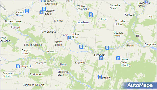 mapa Lipiny gmina Przyłęk, Lipiny gmina Przyłęk na mapie Targeo