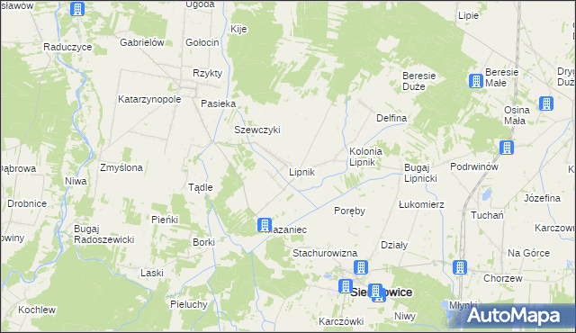 mapa Lipnik gmina Siemkowice, Lipnik gmina Siemkowice na mapie Targeo