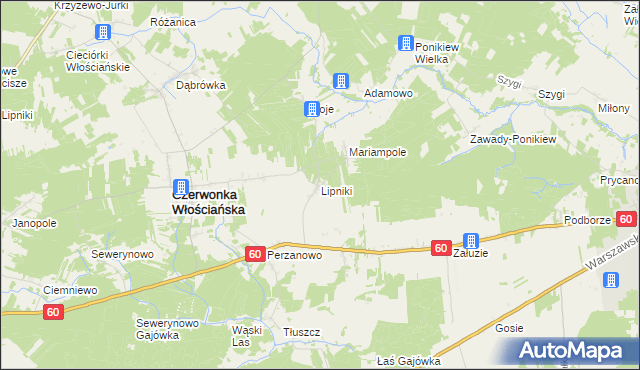 mapa Lipniki gmina Czerwonka, Lipniki gmina Czerwonka na mapie Targeo