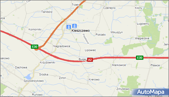 mapa Lipowiec gmina Kleszczewo, Lipowiec gmina Kleszczewo na mapie Targeo