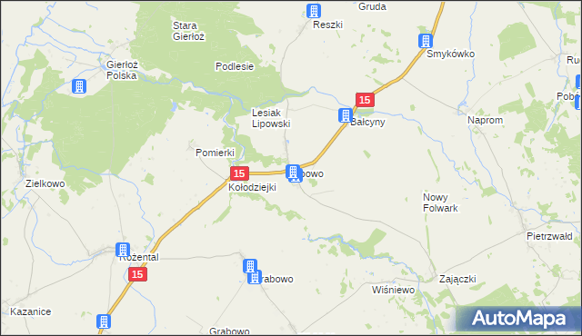 mapa Lipowo gmina Ostróda, Lipowo gmina Ostróda na mapie Targeo