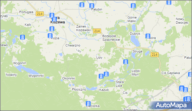 mapa Lipy gmina Stara Kiszewa, Lipy gmina Stara Kiszewa na mapie Targeo