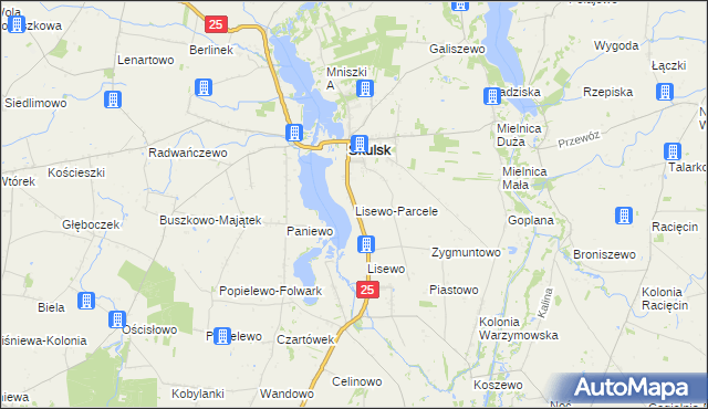 mapa Lisewo-Parcele, Lisewo-Parcele na mapie Targeo