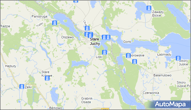 mapa Liski gmina Stare Juchy, Liski gmina Stare Juchy na mapie Targeo