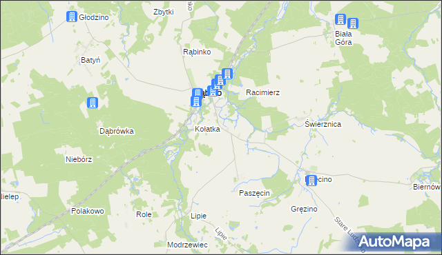 mapa Liskowo gmina Rąbino, Liskowo gmina Rąbino na mapie Targeo