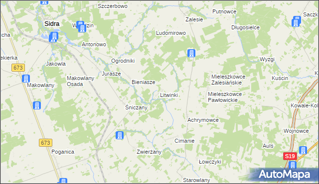 mapa Litwinki gmina Kuźnica, Litwinki gmina Kuźnica na mapie Targeo