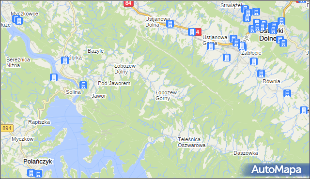 mapa Łobozew Górny, Łobozew Górny na mapie Targeo