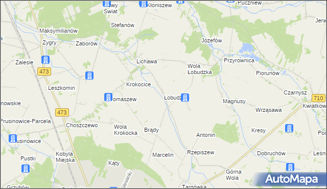 mapa Łobudzice gmina Szadek, Łobudzice gmina Szadek na mapie Targeo