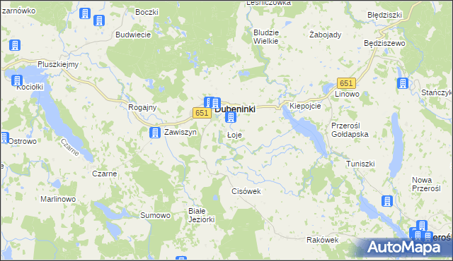 mapa Łoje gmina Dubeninki, Łoje gmina Dubeninki na mapie Targeo