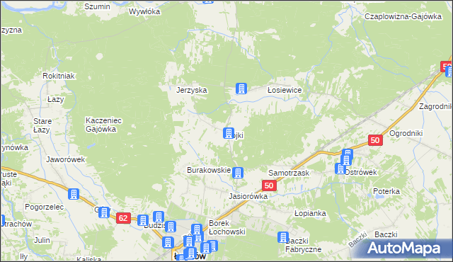 mapa Łojki gmina Łochów, Łojki gmina Łochów na mapie Targeo