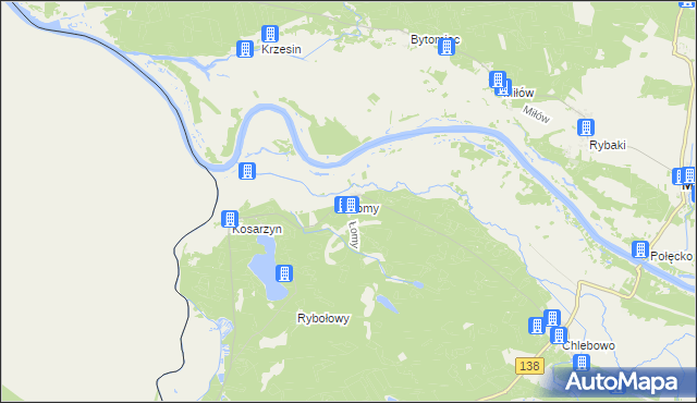 mapa Łomy gmina Gubin, Łomy gmina Gubin na mapie Targeo