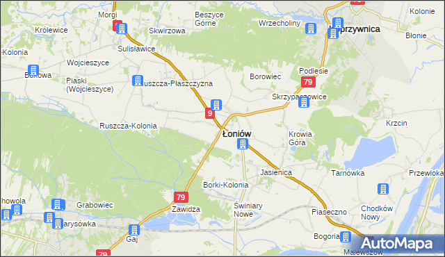 mapa Łoniów, Łoniów na mapie Targeo