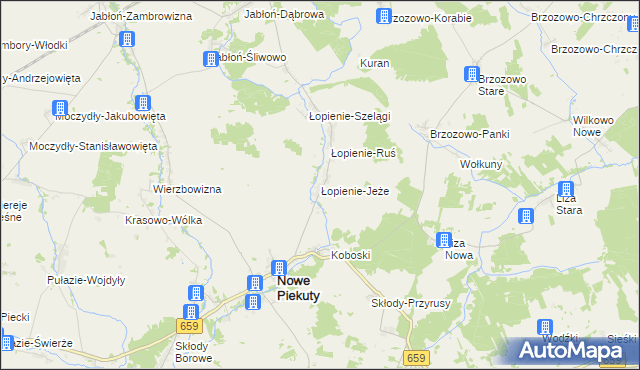 mapa Łopienie-Jeże, Łopienie-Jeże na mapie Targeo