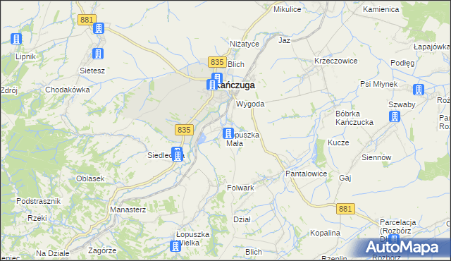 mapa Łopuszka Mała, Łopuszka Mała na mapie Targeo