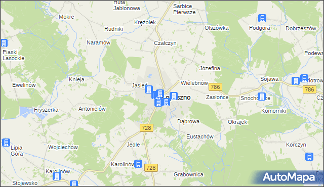 mapa Łopuszno, Łopuszno na mapie Targeo