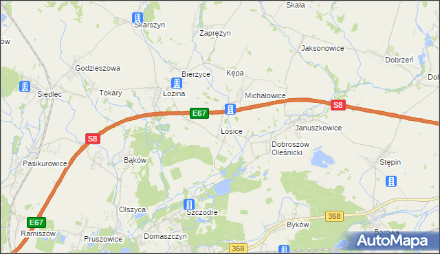 mapa Łosice gmina Długołęka, Łosice gmina Długołęka na mapie Targeo