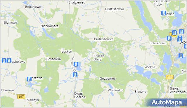 mapa Łoskoń Stary, Łoskoń Stary na mapie Targeo