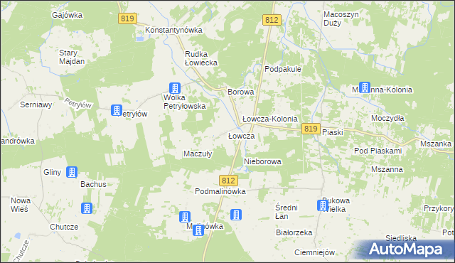 mapa Łowcza, Łowcza na mapie Targeo