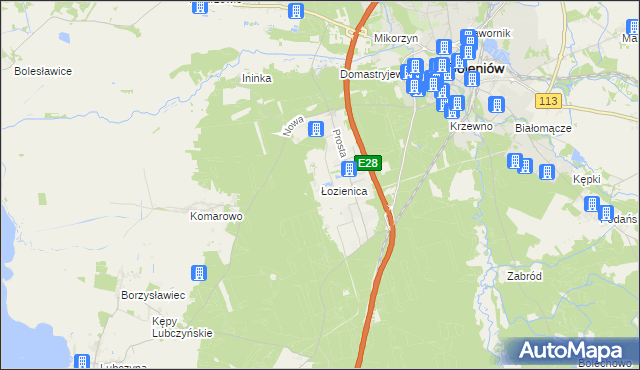 mapa Łozienica, Łozienica na mapie Targeo