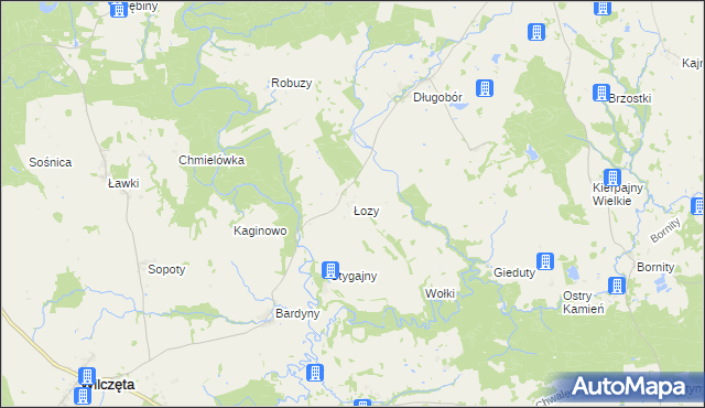 mapa Łozy gmina Płoskinia, Łozy gmina Płoskinia na mapie Targeo