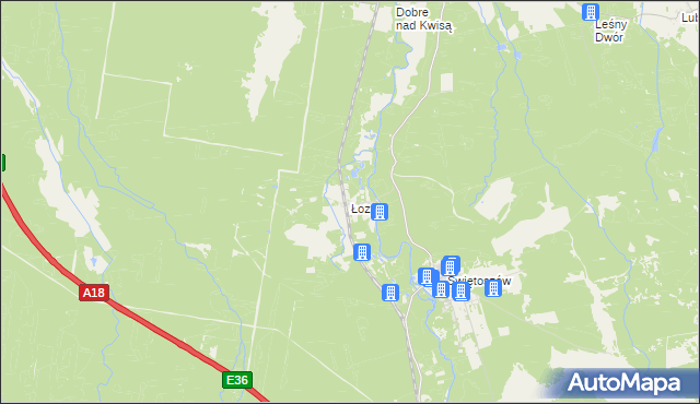 mapa Łozy gmina Żagań, Łozy gmina Żagań na mapie Targeo