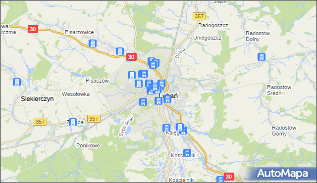 mapa Lubań, Lubań na mapie Targeo