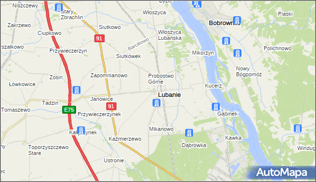 mapa Lubanie, Lubanie na mapie Targeo