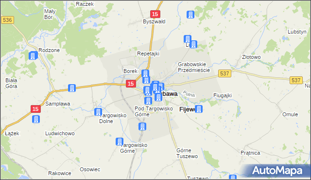 mapa Lubawa, Lubawa na mapie Targeo