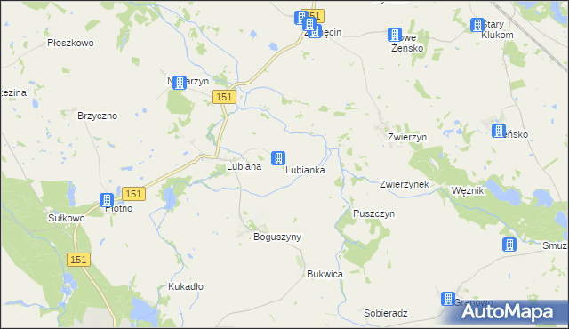 mapa Lubianka gmina Pełczyce, Lubianka gmina Pełczyce na mapie Targeo