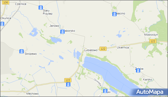 mapa Lubiatowo gmina Przelewice, Lubiatowo gmina Przelewice na mapie Targeo