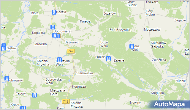 mapa Lubicz gmina Kluczewsko, Lubicz gmina Kluczewsko na mapie Targeo