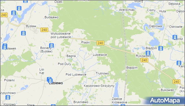 mapa Lubiewice gmina Lubiewo, Lubiewice gmina Lubiewo na mapie Targeo