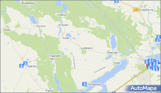 mapa Lubiewko, Lubiewko na mapie Targeo