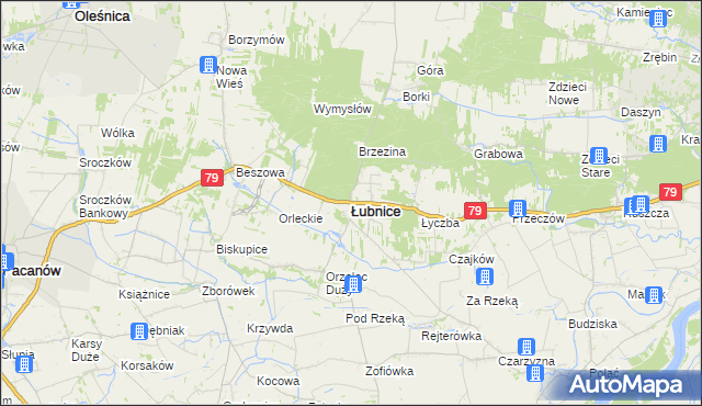 mapa Łubnice powiat staszowski, Łubnice powiat staszowski na mapie Targeo