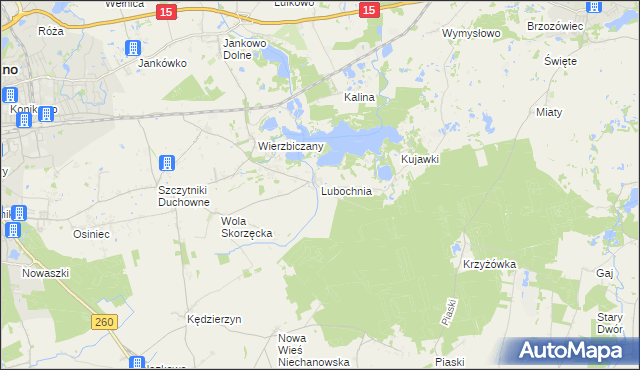 mapa Lubochnia gmina Gniezno, Lubochnia gmina Gniezno na mapie Targeo