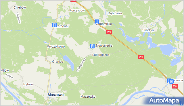 mapa Lubogoszcz gmina Maszewo, Lubogoszcz gmina Maszewo na mapie Targeo