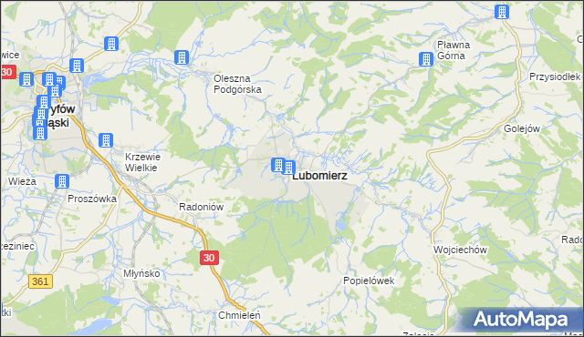 mapa Lubomierz powiat lwówecki, Lubomierz powiat lwówecki na mapie Targeo