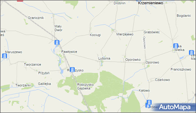 mapa Lubonia gmina Krzemieniewo, Lubonia gmina Krzemieniewo na mapie Targeo