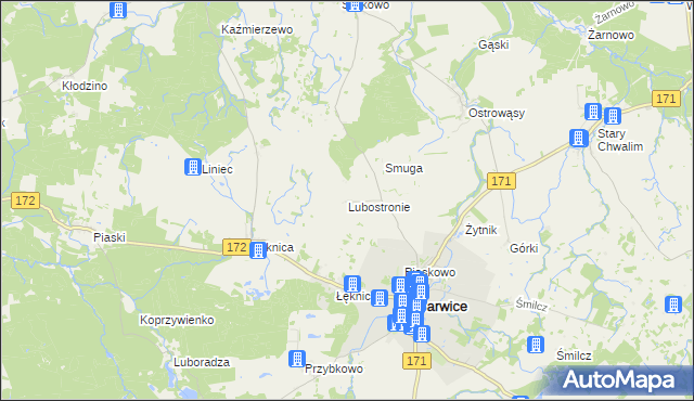 mapa Lubostronie, Lubostronie na mapie Targeo