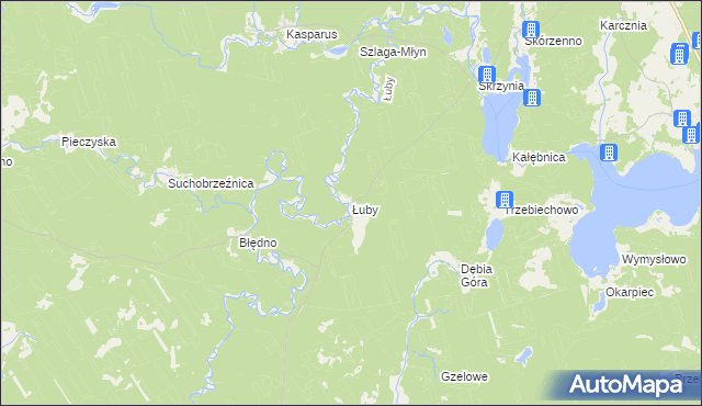 mapa Łuby gmina Osiek, Łuby gmina Osiek na mapie Targeo