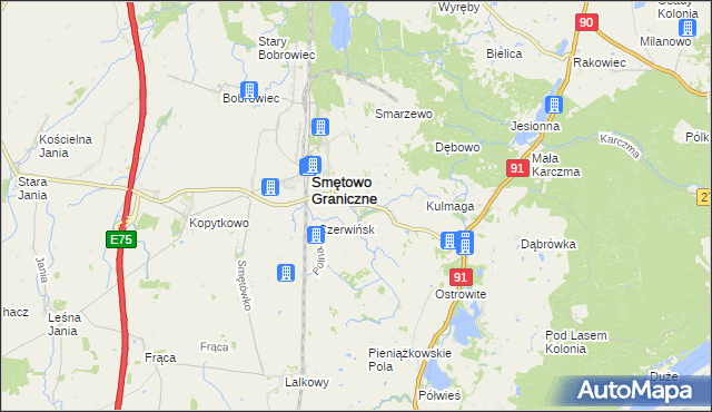 mapa Luchowo gmina Smętowo Graniczne, Luchowo gmina Smętowo Graniczne na mapie Targeo