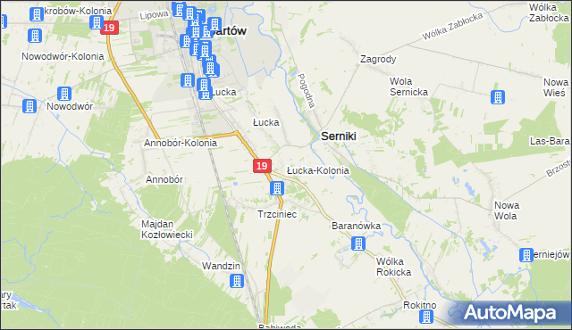 mapa Łucka-Kolonia, Łucka-Kolonia na mapie Targeo
