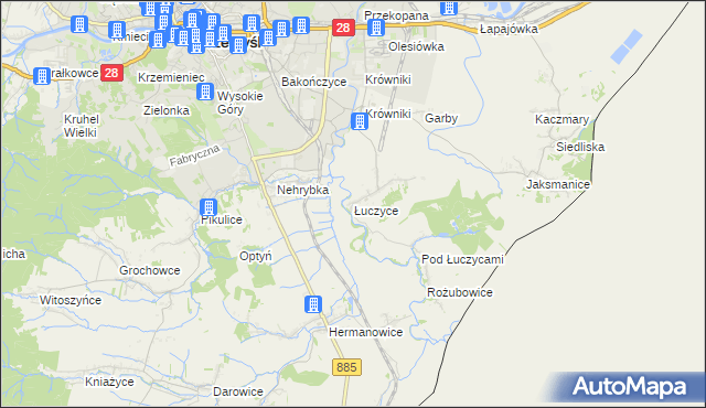 mapa Łuczyce gmina Przemyśl, Łuczyce gmina Przemyśl na mapie Targeo