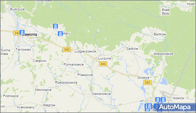 mapa Łuczyna, Łuczyna na mapie Targeo