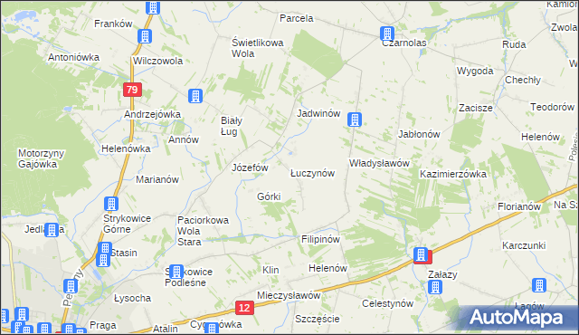 mapa Łuczynów gmina Policzna, Łuczynów gmina Policzna na mapie Targeo