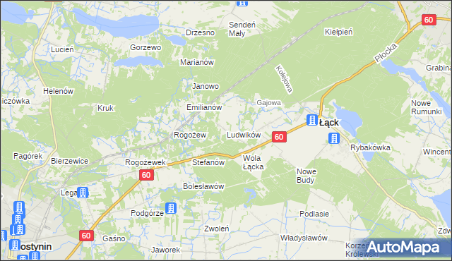 mapa Ludwików gmina Łąck, Ludwików gmina Łąck na mapie Targeo