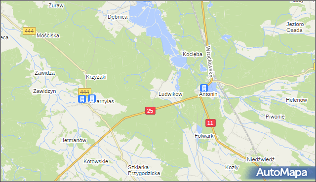 mapa Ludwików gmina Przygodzice, Ludwików gmina Przygodzice na mapie Targeo