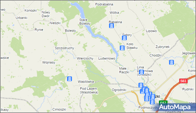 mapa Ludwinowo gmina Raczki, Ludwinowo gmina Raczki na mapie Targeo