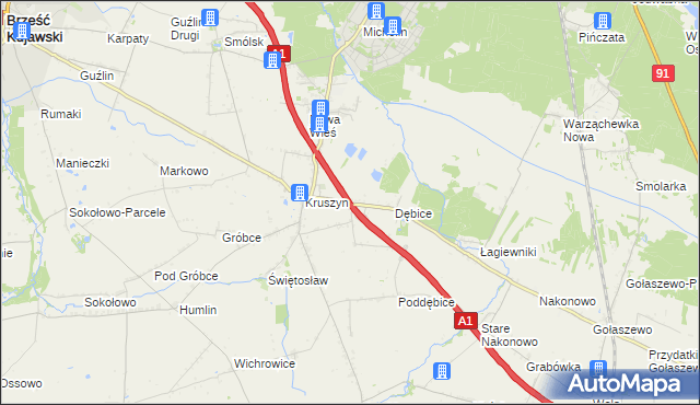 mapa Ludwinowo gmina Włocławek, Ludwinowo gmina Włocławek na mapie Targeo